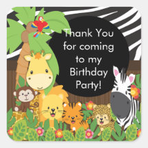 Fête d'anniversaire mignonne de jungle de safari adhésifs