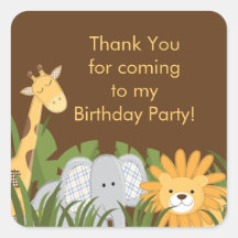 Fête d'anniversaire mignonne de jungle de safari adhésif