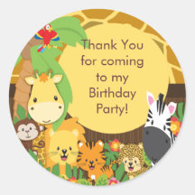 Fête d'anniversaire mignonne de jungle de safari adhésifs