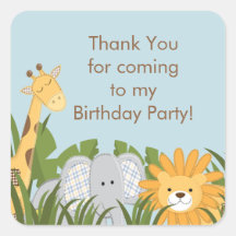 Fête d'anniversaire mignonne de jungle de safari autocollants
