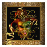 Fête d'anniversaire noire de l'or 50 fabuleux de m faire-parts
