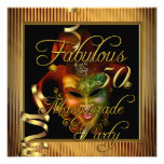 Fête d'anniversaire noire de l'or 50 fabuleux de m invitations personnalisées