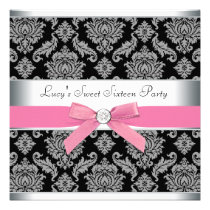 Fête d'anniversaire noire rose du bonbon 16 à dama invitations