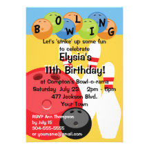 Fête d'anniversaire personnalisable de bowling faire-parts