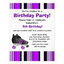 Fête d'anniversaire pourpre de patin de rouleau -  cartons d'invitation