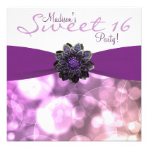 Fête d'anniversaire pourpre du bonbon 16 invitations