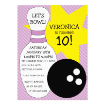 Fête d'anniversaire pourpre lilas de bowling de co faire-parts