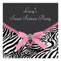 Fête d'anniversaire rose du bonbon 16 à zèbre invitations