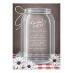 Fête d'anniversaire rouge de guingan de pot de maç invitations