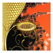 Fête d'anniversaire rouge d'or Invitatio Invitation Personnalisable