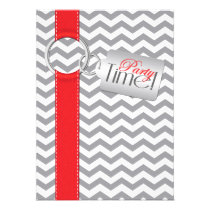Fête d'anniversaire rouge IMPRIMÉE de blanc gris d invitations
