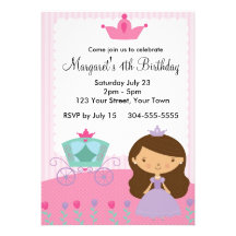 Fête d'anniversaire royale de princesse invitation personnalisable