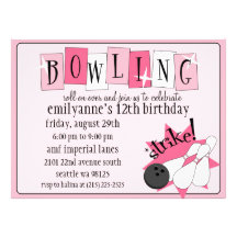 Fête d'anniversaire totalement rétro de bowling de invitation