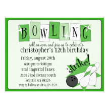 Fête d'anniversaire totalement rétro de bowling de faire-part personnalisé