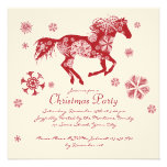 Fête de Noël blanche et rouge joyeuse de cheval Faire-parts