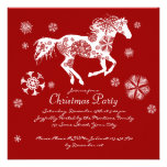 Fête de Noël joyeuse de cheval rouge et blanc Carton D'invitation