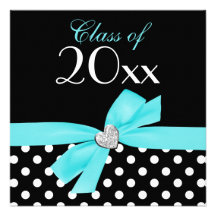 Fête de remise des diplômes bleue turquoise de coe invitations