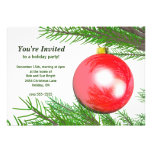 Fête de vacances rouge de boule d'arbre de Noël Faire-parts
