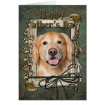 Fête des pères - golden retriever en pierre de pat cartes de vœux