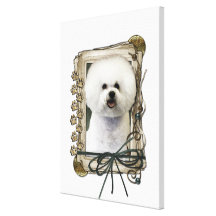 Fête des pères - pattes en pierre - Bichon Frise Toile Tendue
