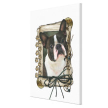 Fête des pères - pattes en pierre - Boston Terrier Impressions Sur Toile