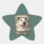 Fête des pères - pattes en pierre - golden retriev stickers en étoile