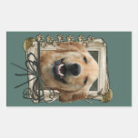Fête des pères - pattes en pierre - golden retriev autocollant