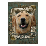 Fête des pères - pattes en pierre - golden retriev cartes de vœux