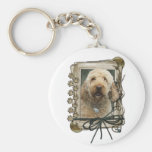 Fête des pères - pattes en pierre - GoldenDoodle Porte-clé