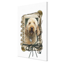 Fête des pères - pattes en pierre - GoldenDoodle Toile Tendue Sur Châssis