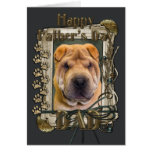 Fête des pères - pattes en pierre - Shar Pei Cartes De Vœux