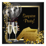 Fête d'or de noir de confettis de Champagne Invitations Personnalisées