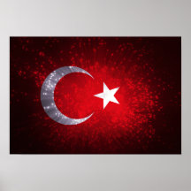 Feu d'artifice de drapeau de la Turquie Posters