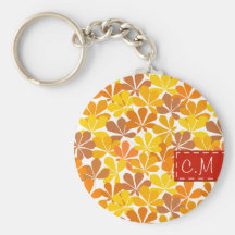 Feuille d'automne de châtaigne Keychain avec des i Porte-clefs