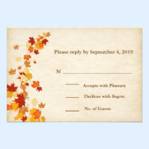 Feuille d'automne de tourbillonnement RSVP invitations
