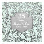 Feuille de 25ème anniversaire de mariage d'argent invitation
