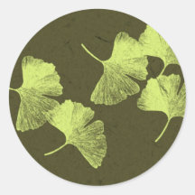 Feuille de Ginkgo Autocollant Rond
