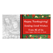 Feuille et baies personnalisés de thanksgiving d'a cartes avec photo