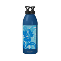Feuille et vigne modernes bleues de mer bouteille d'eau réutilisable