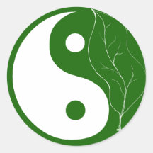 Feuille verte Yin Yang Autocollants