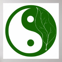 Feuille verte Yin Yang Posters