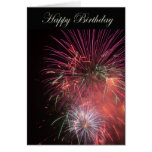 Feux d'artifice de joyeux anniversaire carte de vœux