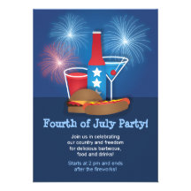 Feux d'artifice et invitation 4 juillet de nourrit