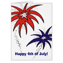 Feux d'artifice Etats-Unis-Rouges et bleus Cartes De Vœux