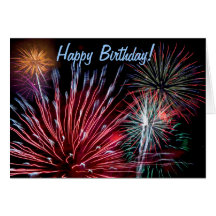Feux d'artifice, joyeux anniversaire ! carte de vœux