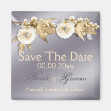 Fiançailles crème en ivoire pourpre de mariage magnets pour réfrigérateur