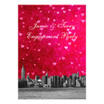 Fiançailles rouge-rose chaud gravé à l'eau-forte d invitations