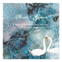 Fiançailles vintage blanc bleu de mariage invitations