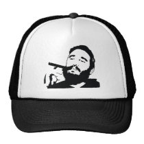 Fidel Castro avec le chapeau de portrait de cigare casquettes