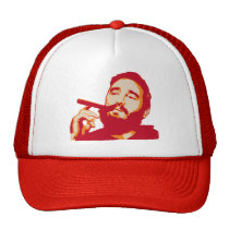 Fidel Castro avec le chapeau de portrait de cigare casquettes